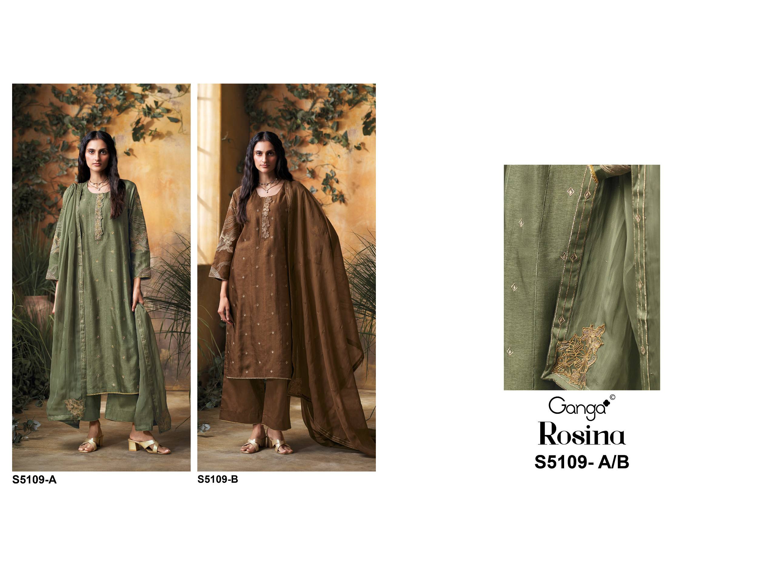 ROSINA 5109 SERIES BY GANGA FASHION Beautiful Colourful PURE BEMBERG Dresses At Wholesale Price